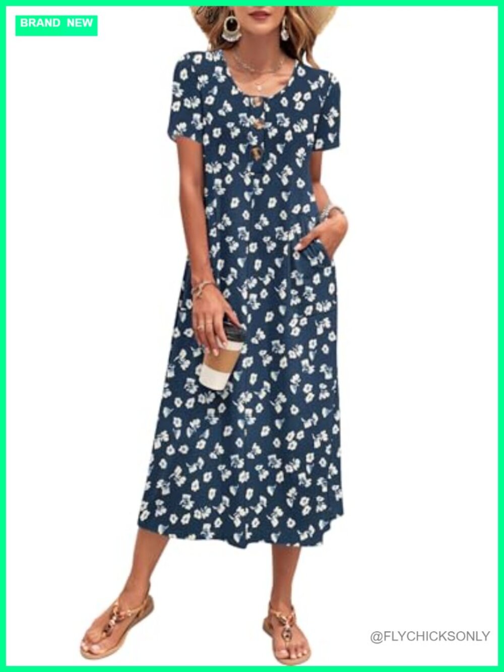 Women's Shift Sundress with Pockets Matching Set